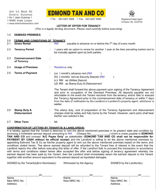 stamping fee for contract agreement in malaysia